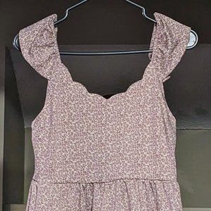 Dusty Pink Floral Ruffle Dress